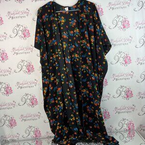 Cover Me cardigan long style flowers Floral Kimono orange blue yellow Black
